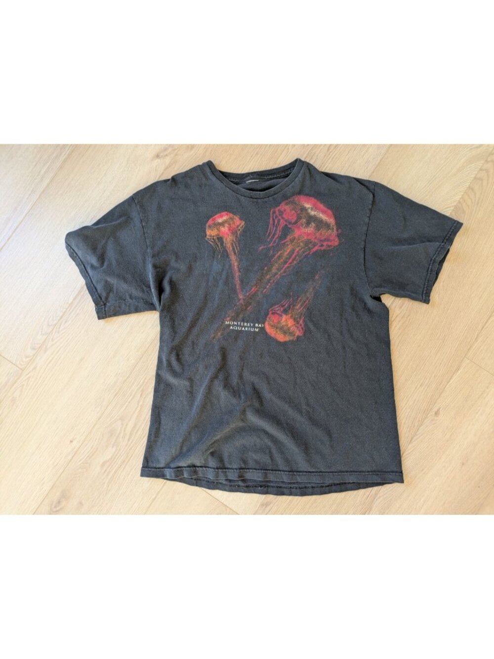 Vintage T Shirt USA Monterey Bay Aquarium Jellyfish Black Large L